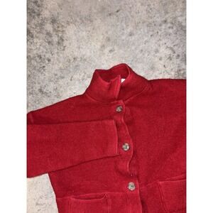 Vintage J.Crew Cardigan Sweater Womens Burgundy Lambswool Button Front Cropped